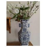 Blue & White Porcelain Vase 14"