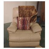 Recliner with Throw and Toss Pillow