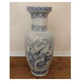 Large Blue and White Floor Vase 25"