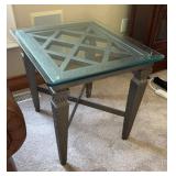 Beveled Glass Metal Side Table 22x26x22.5 inches