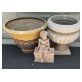 Faux cement planters & garden decor