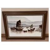 Original P. wong Painting on Canvas 32x44