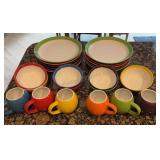 Colorful Dish Set (1 chipped bowl)