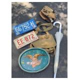 Vintage Car tags, Baseball glove & more