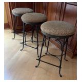 Set of Wrought Iron Svieling Counter Top Stools