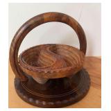Carved Wood Collapsible Basket