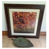 Framed Print & Metal Leaf Table Center Piece