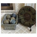 Decorative Plate, Spheres & Planter Box