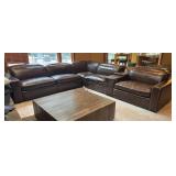 Leather 6 piece sectional, power recliners