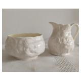 Belleek Glazed Cream and Sugar Bowl