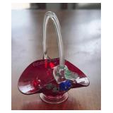 Small Signed Art Glass Basket