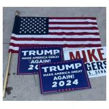 Political yard signs & American Flag