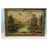 41x29 WALT Signed Vintage Oil painting