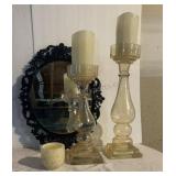Black Framed Mirror 19" x 17", Pair of Glass