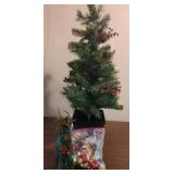 Artificial Light Up Tree & Faux Pine Reindeer