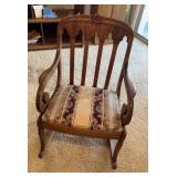 Carved Back Upholstered Seat Rocker