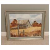 Framed Rustic Landscape Painting 18x21