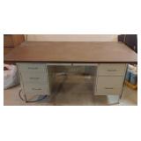 Large Metal Wood Top Desk