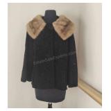 Ladies Vintage 3/4 Sleeve Fur Collar Jacket