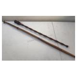 Carved Wood Elephant & Giraffe Walking Sticks