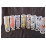 Libbey frosted glass tumblers featuring colorful
