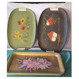 Vintage serving trays. Metal and plastic