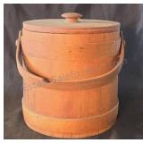 vintage wooden firkin or sugar bucket. 11x10.