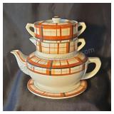 Vintage Berkeley squares, teapot creamer, sugar