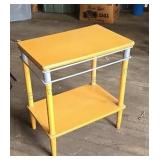 Mid century blonde wood side table with metal
