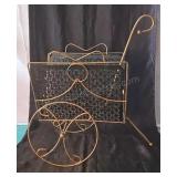 Mid-century metal rolling magazine rack