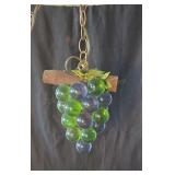 Vintage hanging lamp. Blue and green grapes and