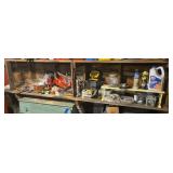 Contents of two shelves in barn. Buyer takes what