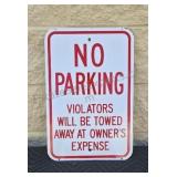 Metal No Parking sign. 12x18.