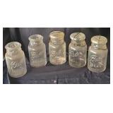 Ball Ideal canning jars. 3 with glass lids
