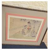 Framed and matted Chinese themed watercolor.