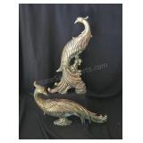 Syroco Wood Co. Peacock figurines. 13ï¿½ins and