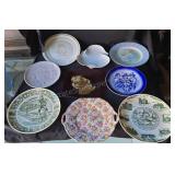 Assorted decorative china plates