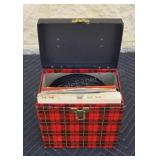Classic 45 record storage box with plaid