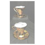 Gold plated Yamasen cups and saucers. 24KT gold