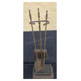 Brass and steel fireplace set. Missing one