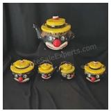Vintage Thames clown teapot, creamer, sugar bowl