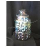 Vintage carnival glass canister. Possibly part of