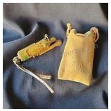 WWI trench oil lighter in leather pouch with