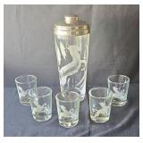 Mid-Century Modern cocktail shaker and matching