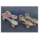 Antique strap-on roller skates. Two pair