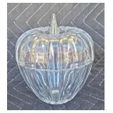 Pressed glass apple shape candy dish with