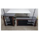 Glass shelf entertainment tables