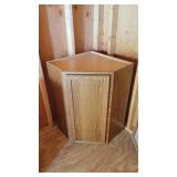 Corner oak wall cabinet