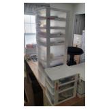 2 poly storage cabinets with assorted office