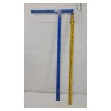 Telescoping grade rod and T square